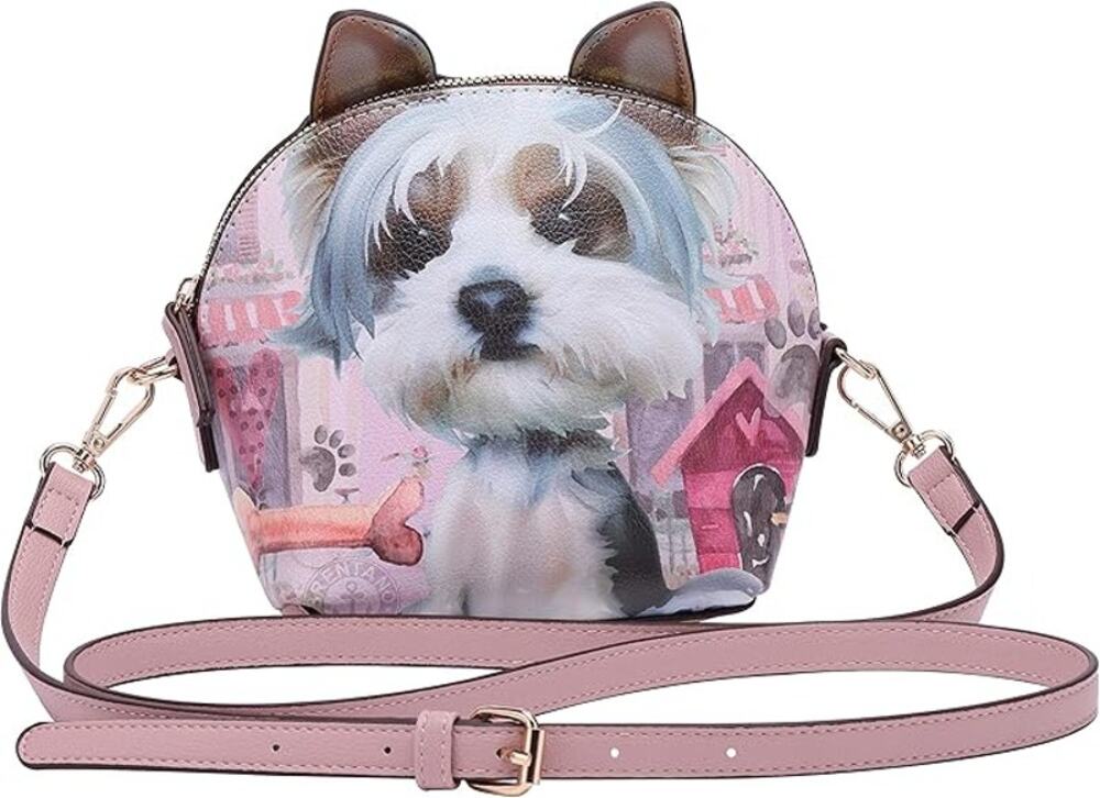 Brentano Vegan Leather Dog Ears Small Dome Crossbody Purse Bag NEW